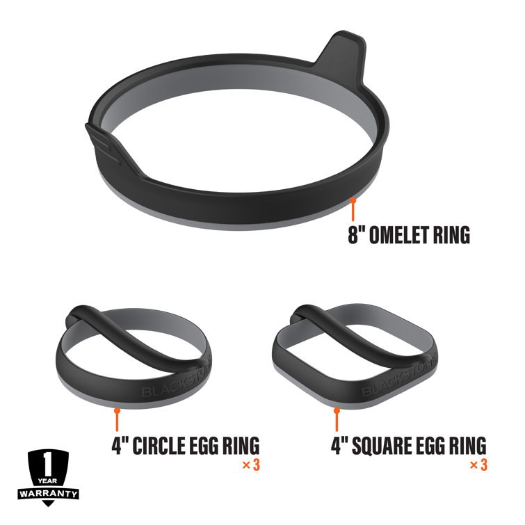 Black and Silver Stainless Steel Egg and Omelet Ring Kit