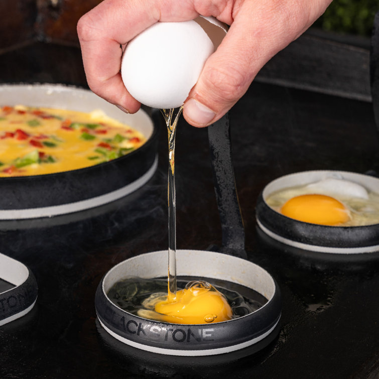 Black and Silver Stainless Steel Egg and Omelet Ring Kit