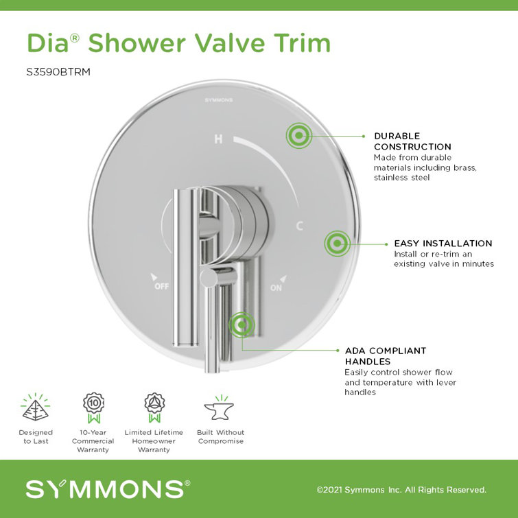 Dia Polished Chrome Wall Mounted Shower Valve Trim Kit