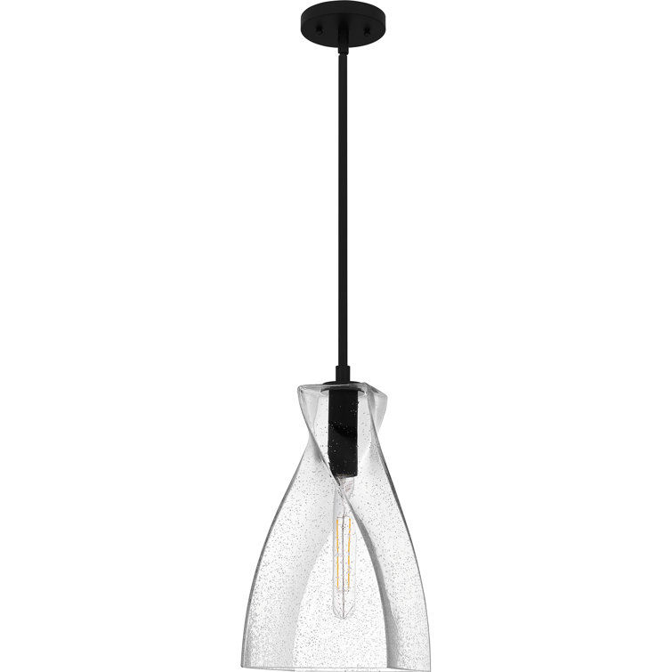 Stetson Matte Black Mini Pendant with Clear Seedy Glass