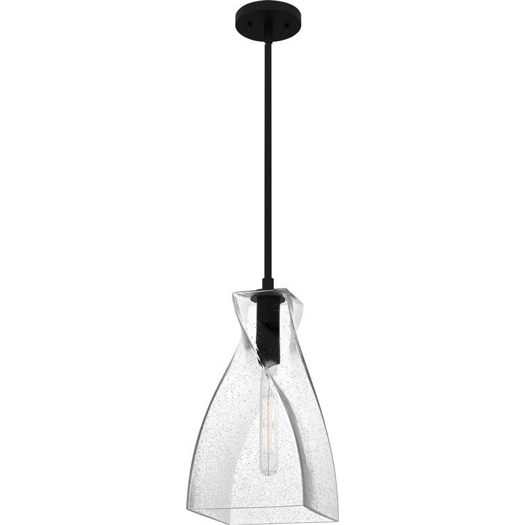 Stetson Matte Black Mini Pendant with Clear Seedy Glass