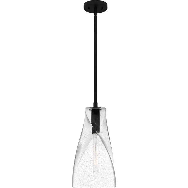 Stetson Matte Black Mini Pendant with Clear Seedy Glass