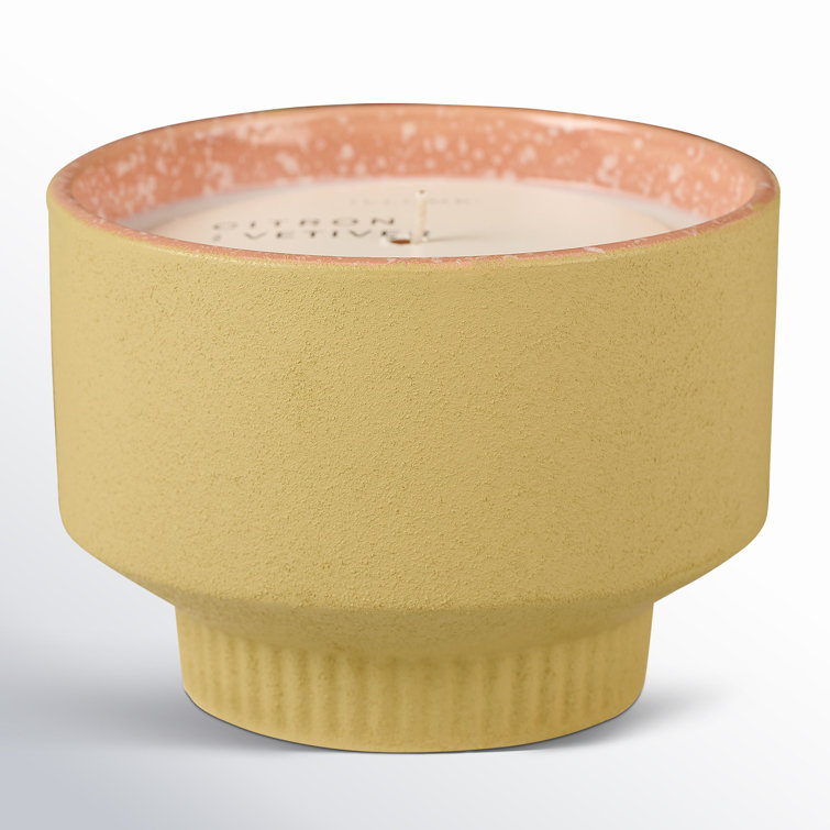 Citron & Vetiver Yellow Ceramic Candle with Ribbed Foot