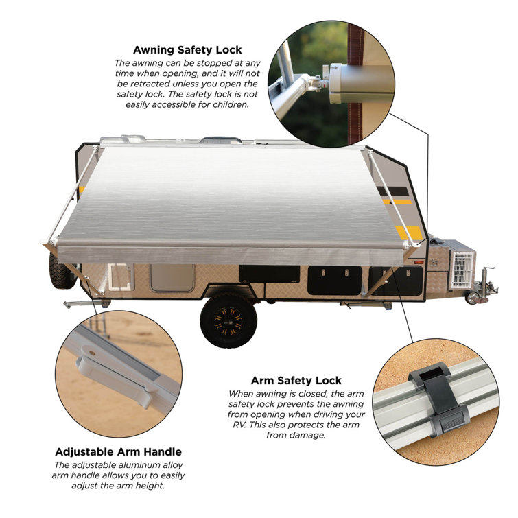 Black and White Fade Retractable RV/Patio Awning 20x8 ft Vinyl