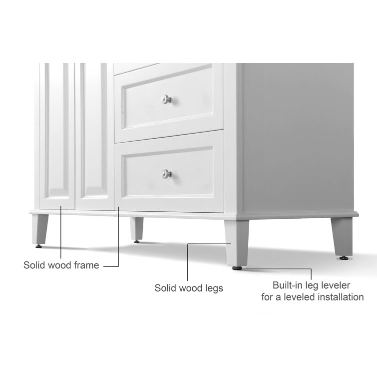 Hannah 48'' White Single Bathroom Vanity with Black Quartz Top