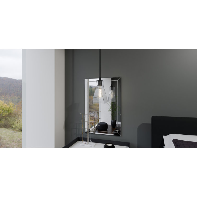 Stetson Matte Black and Clear Seedy Glass Mini Pendant Light