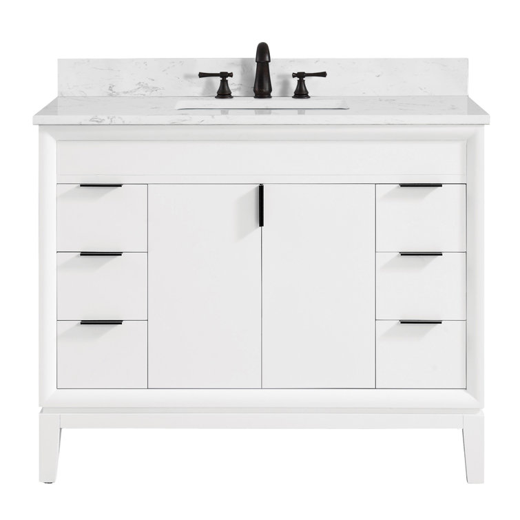 Emma 43'' White Single Bathroom Vanity with Marble Top