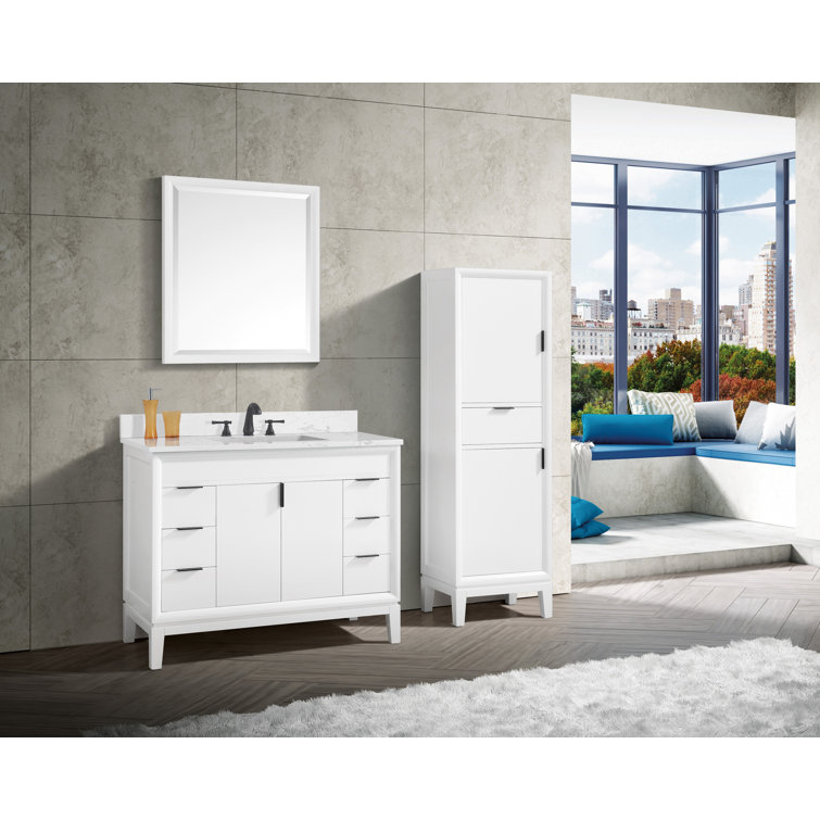 Emma 43'' White Single Bathroom Vanity with Marble Top