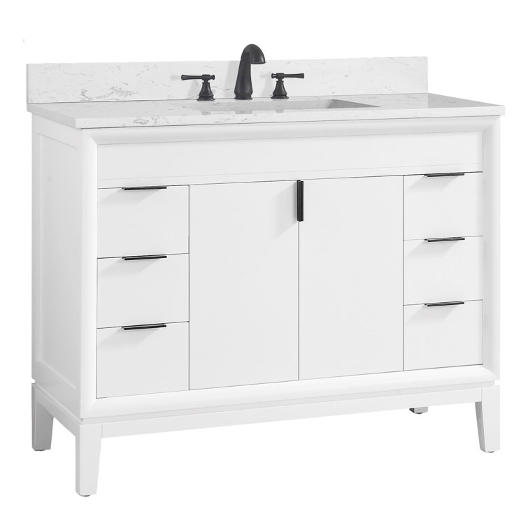 Emma 43'' White Single Bathroom Vanity with Marble Top