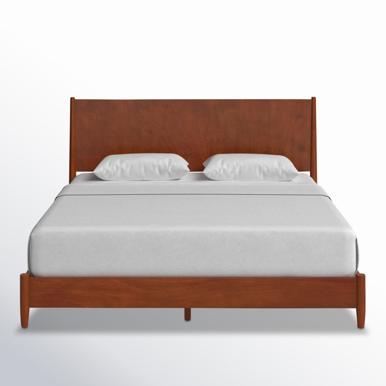 Flynn Mid-Century Modern King Platform Bed with Drawer, Acorn Brown