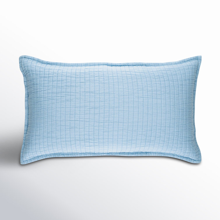 Soft Blue Cotton King Sham with Ribbed Weave