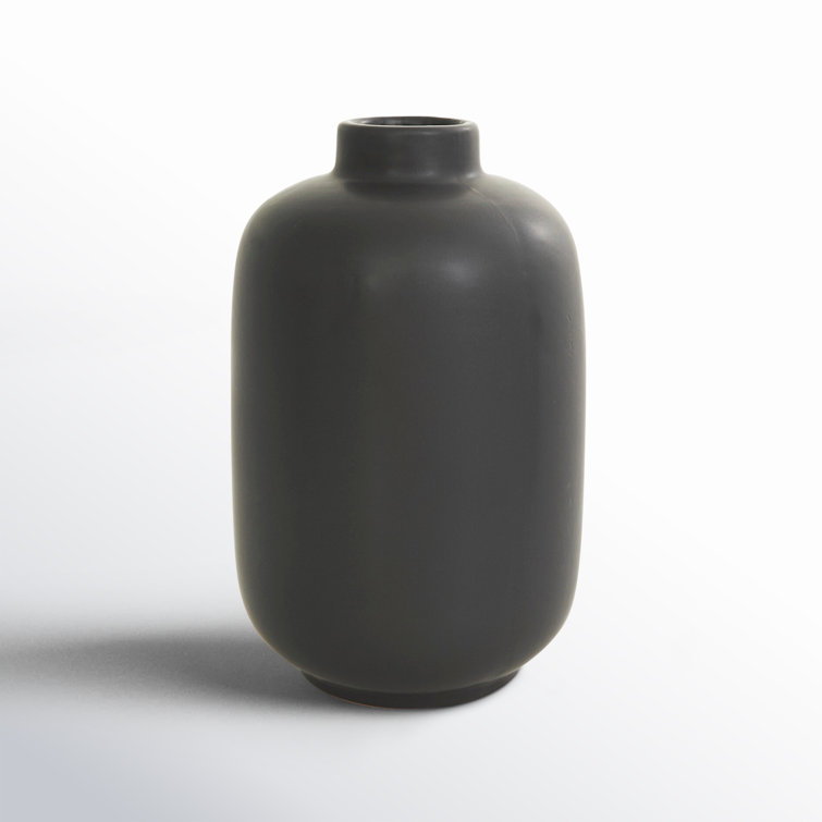Black Round Ceramic Minimalist Table Vase