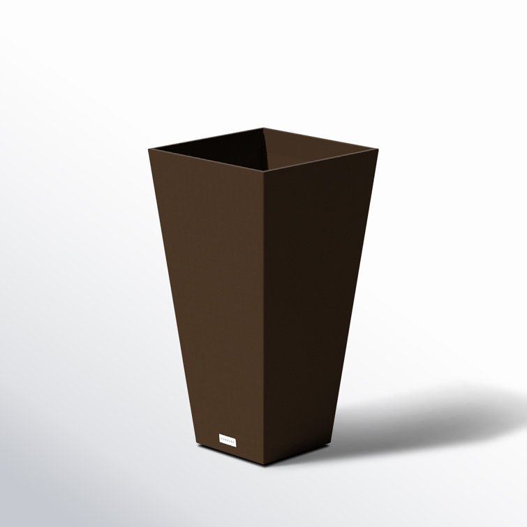 Espresso Sleek Square Tapered Modern Planter 26" High