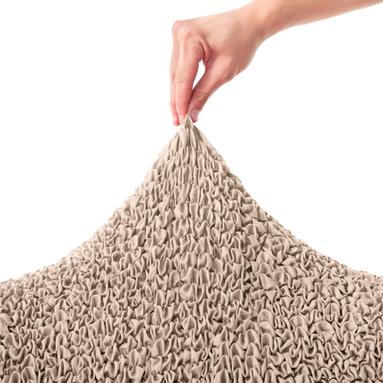 Beige and Brown Microfiber Stretchy Sectional Seat Cushion Slipcover