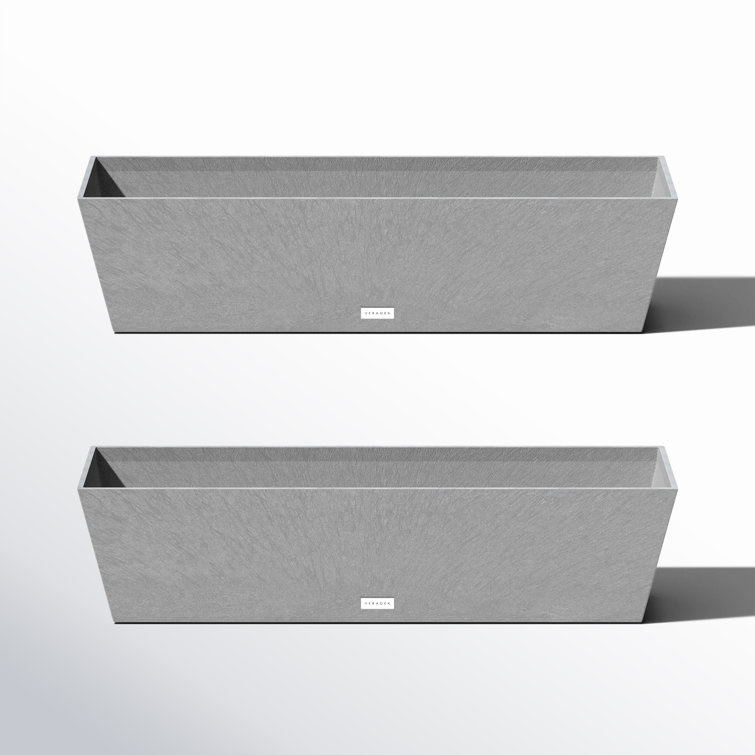 Gray 36" Recycled Plastic Outdoor Window Box Planter Set