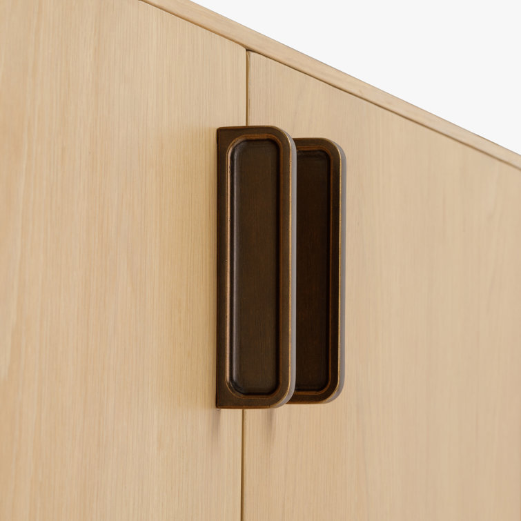 Grif 76'' Natural Oak Sideboard with Antique Brass Hardware