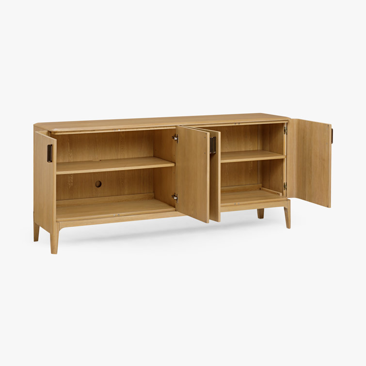 Grif 76'' Natural Oak Sideboard with Antique Brass Hardware