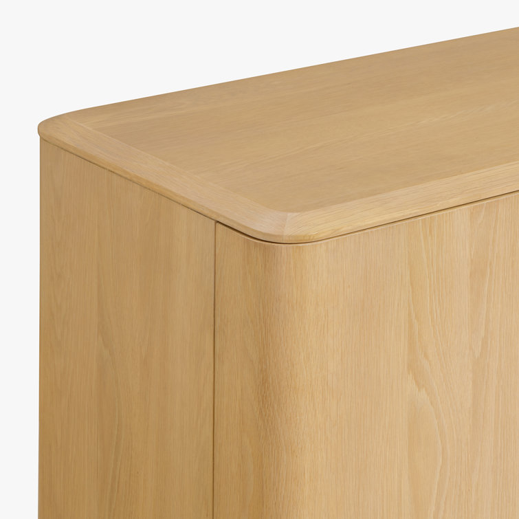 Grif 76'' Natural Oak Sideboard with Antique Brass Hardware