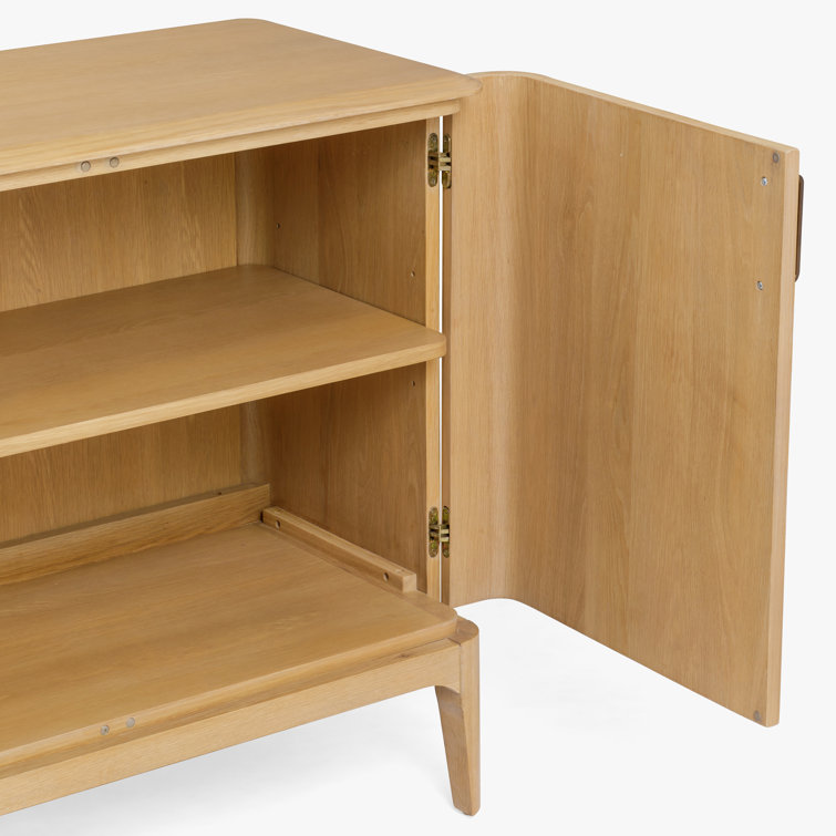 Grif 76'' Natural Oak Sideboard with Antique Brass Hardware