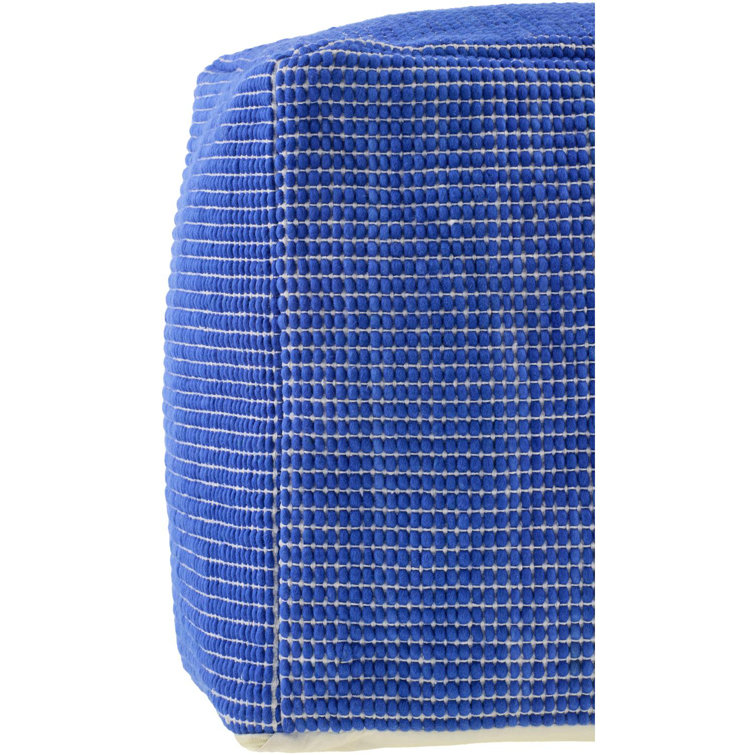 Blue Square Cotton Wool Upholstered Pouf