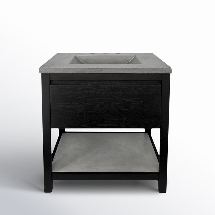 Midnight Oak 30.5" Freestanding Single Vanity with Ash Concrete Top