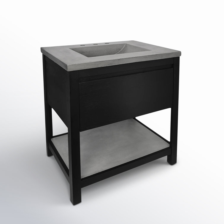 Midnight Oak 30.5" Freestanding Single Vanity with Ash Concrete Top