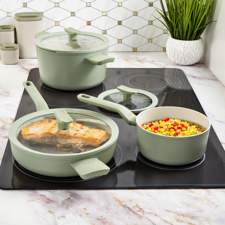 Sage Green 4.6qt Recycled Aluminum Stockpot with Glass Lid