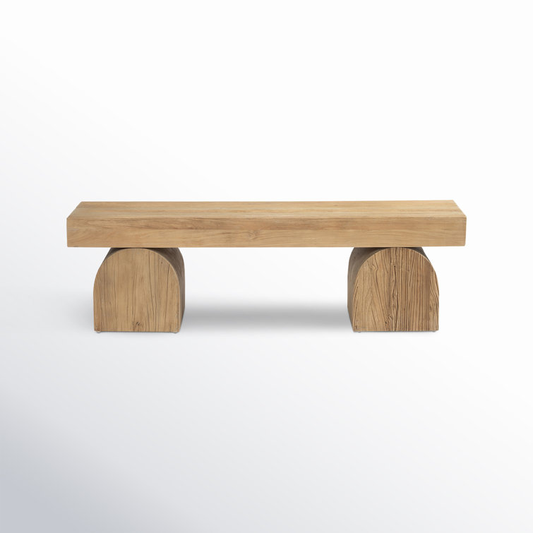 Francois 60" Natural Elm Wood Bench with Arched Legs