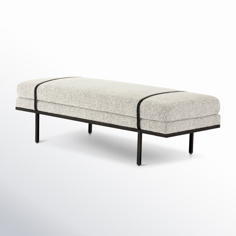 Harris 60'' Black Iron and Top Grain Leather Accent Bench
