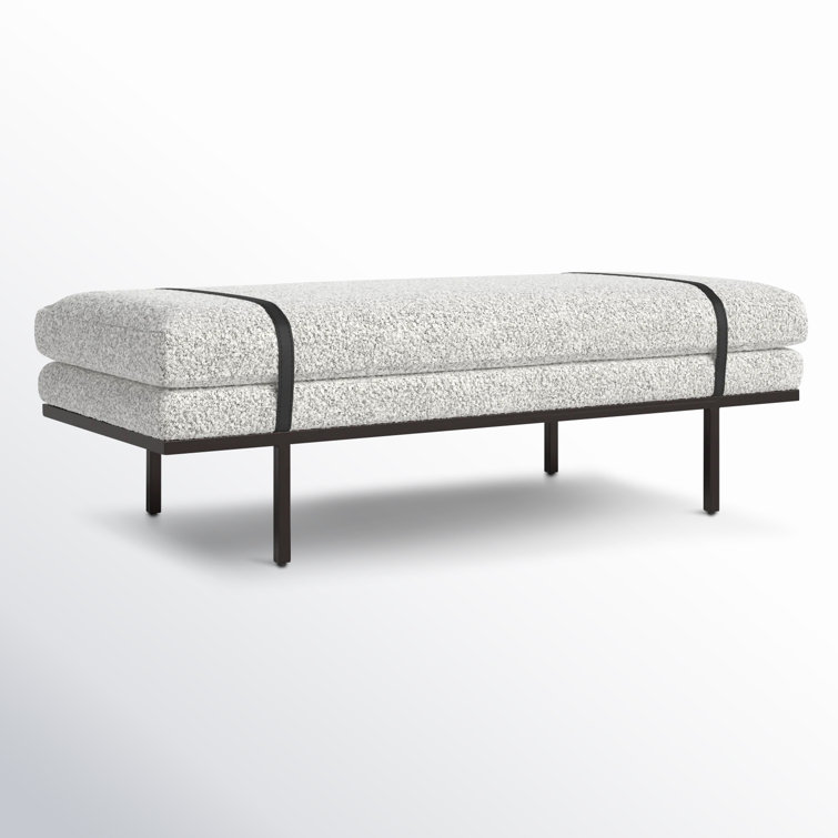 Harris 60'' Black Iron and Top Grain Leather Accent Bench
