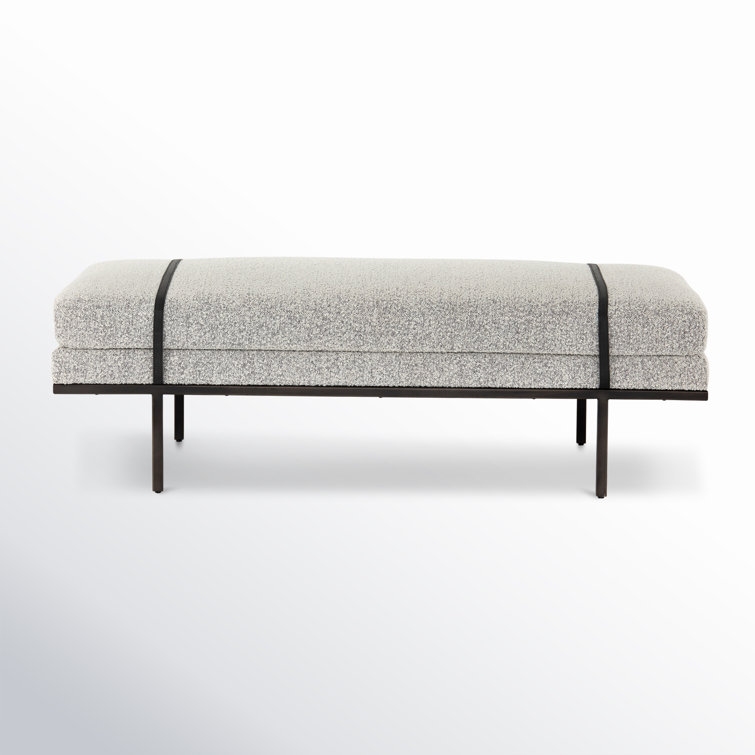 Harris 60'' Black Iron and Top Grain Leather Accent Bench