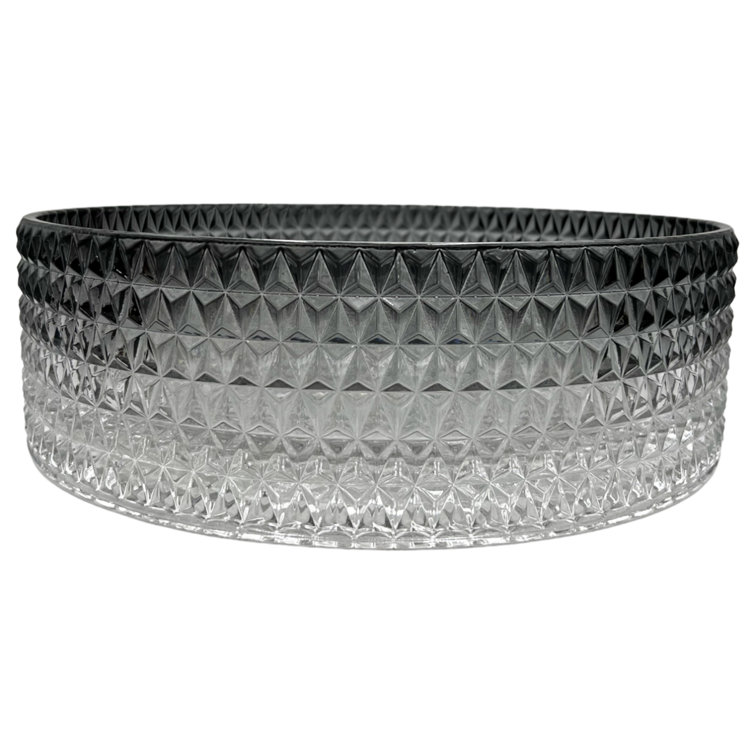 14" Black Gradient Tempered Glass Circular Vessel Sink