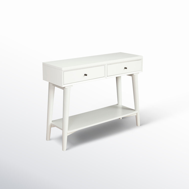 Streamlined White Mahogany 42" Console Table with Storage