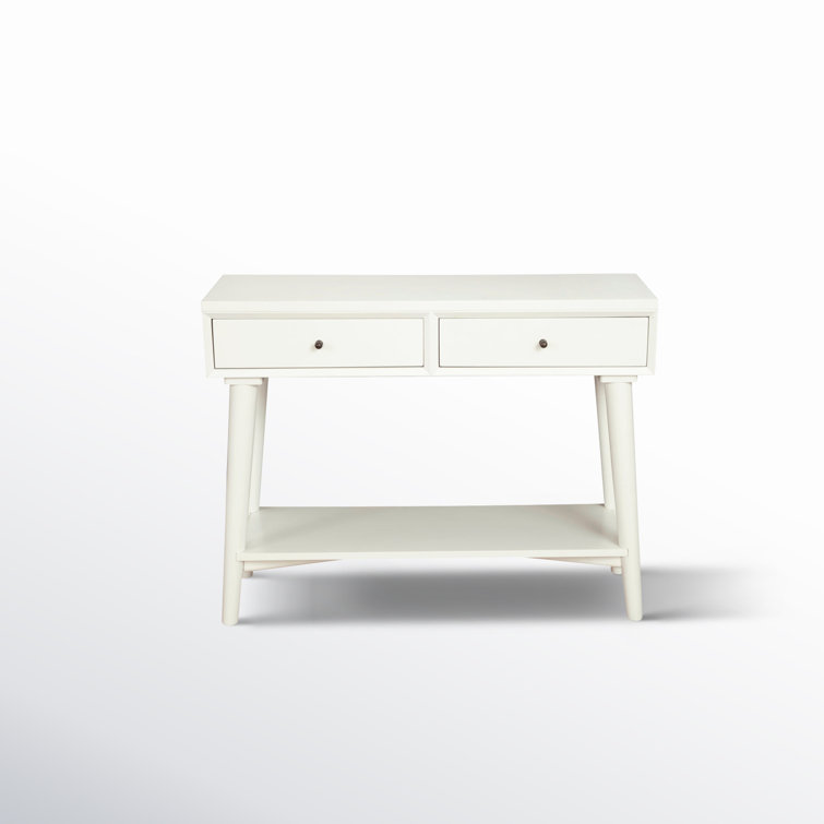 Streamlined White Mahogany 42" Console Table with Storage