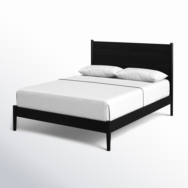 Antigua Black Wood Queen Bed with Headboard and Drawer