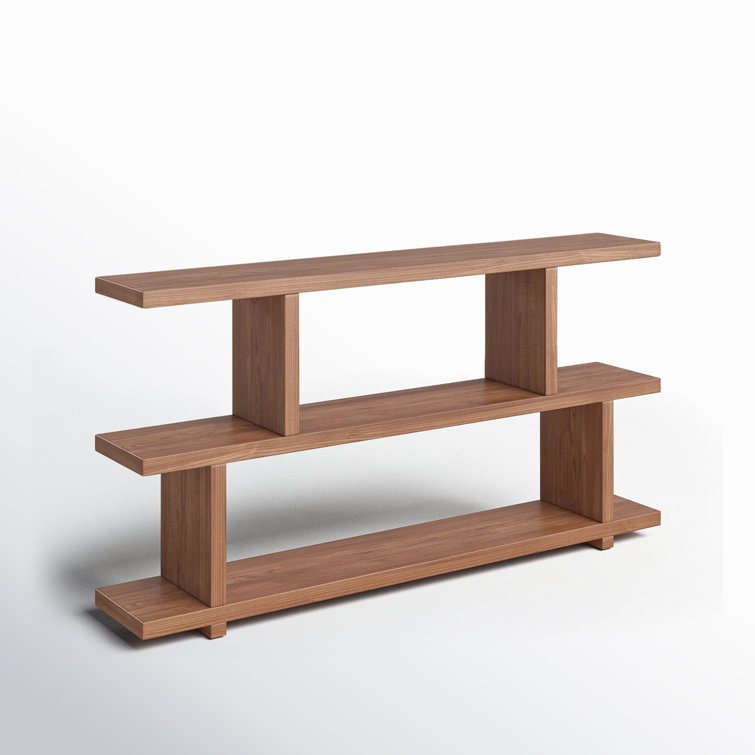 Walnut MDF 3-Tier Horizontal Wide Bookcase