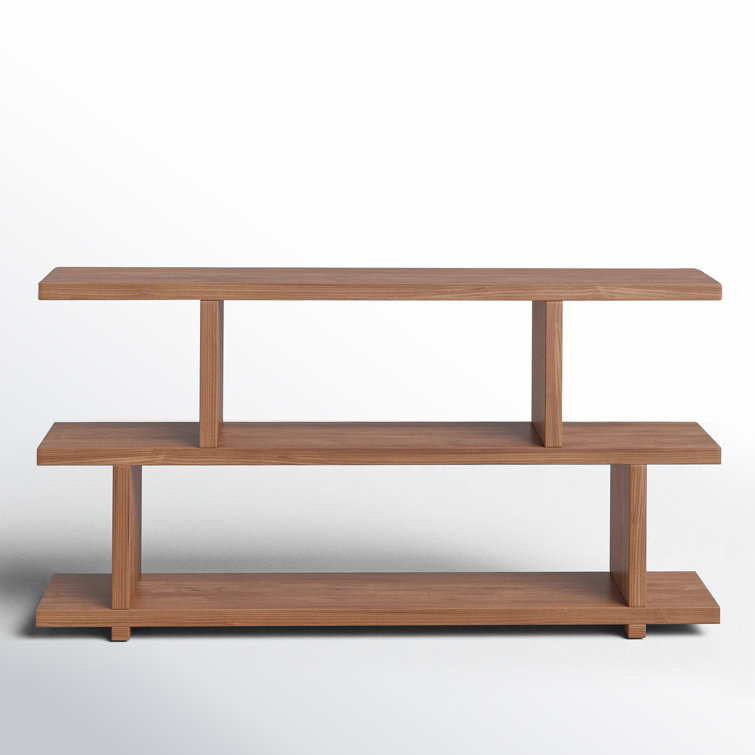 Walnut MDF 3-Tier Horizontal Wide Bookcase