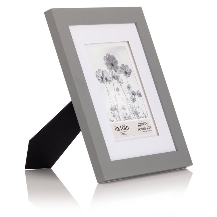 8x10 Gray Wood Frame with Double White Mat