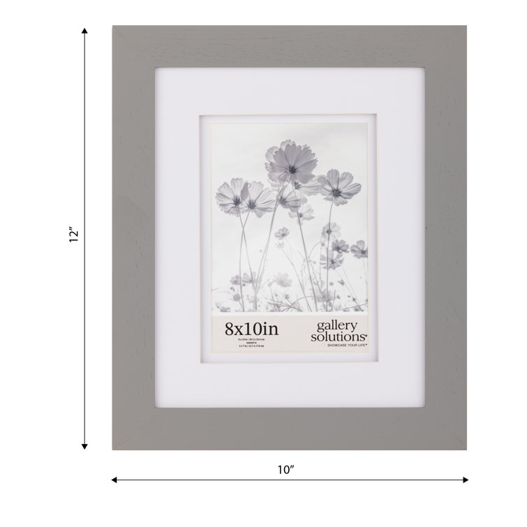 8x10 Gray Wood Frame with Double White Mat