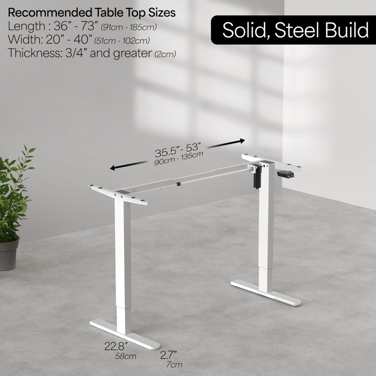 White Adjustable Height Electric Standing Desk Frame