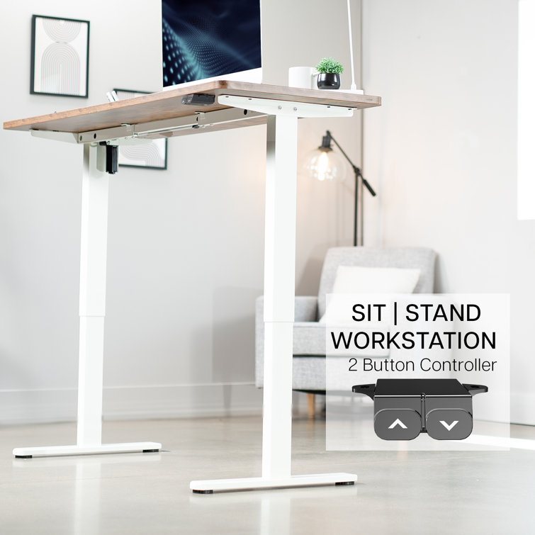White Adjustable Height Electric Standing Desk Frame