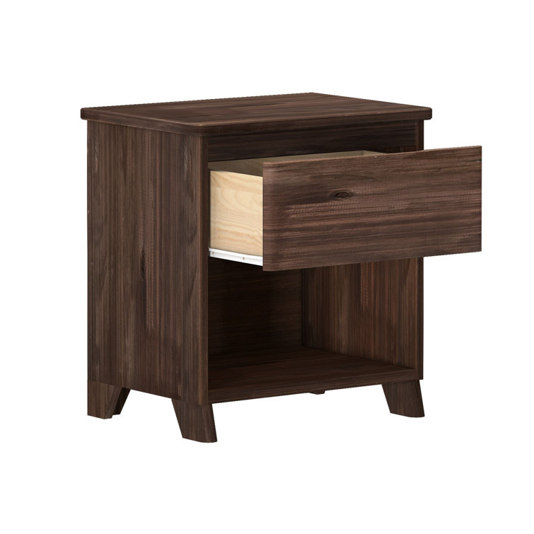 Barnwood Brown Solid Pine 1-Drawer Nightstand