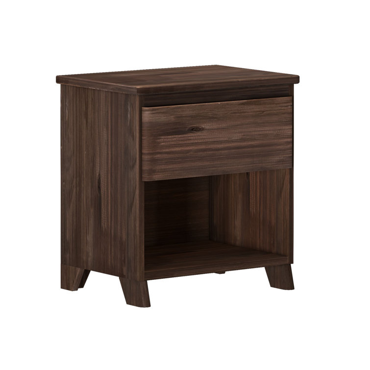 Barnwood Brown Solid Pine 1-Drawer Nightstand