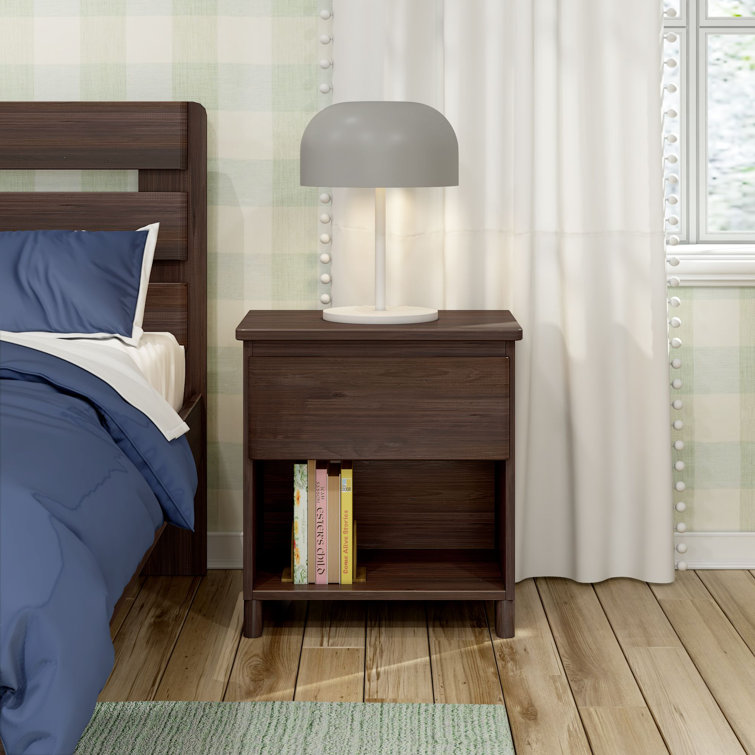 Barnwood Brown Solid Pine 1-Drawer Nightstand