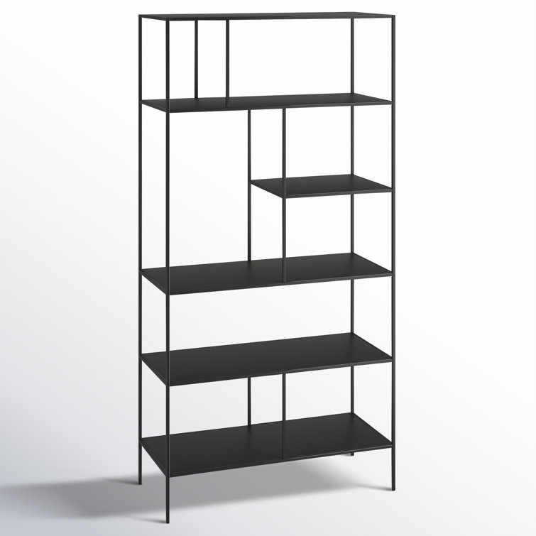 Industrial 5-Tier Blackened Bronze Metal Bookcase, 72" Tall