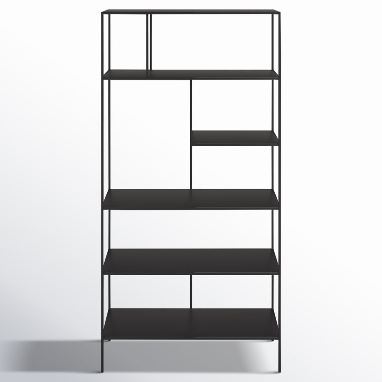 Industrial 5-Tier Blackened Bronze Metal Bookcase, 72" Tall