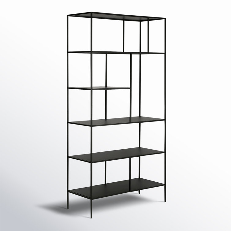 Industrial 5-Tier Blackened Bronze Metal Bookcase, 72" Tall