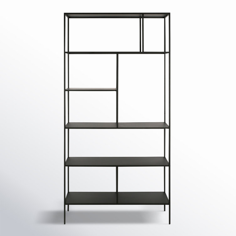 Industrial 5-Tier Blackened Bronze Metal Bookcase, 72" Tall