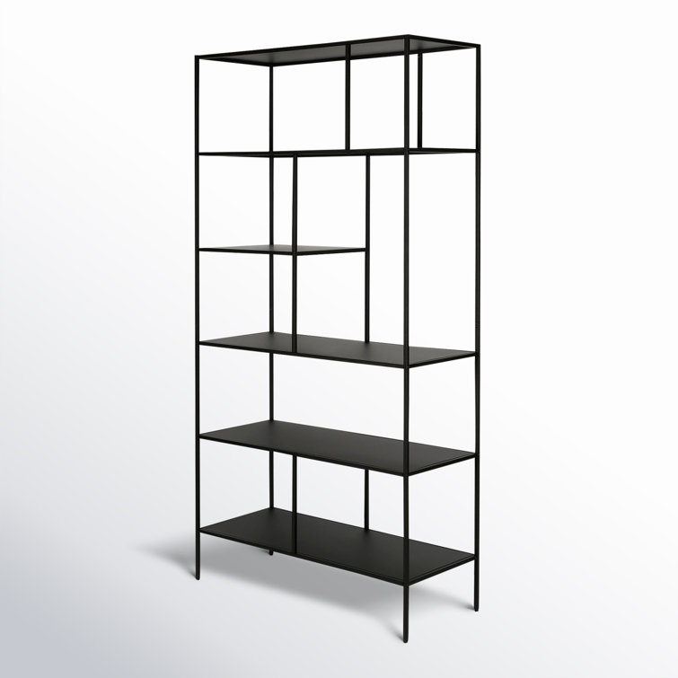 Industrial 5-Tier Blackened Bronze Metal Bookcase, 72" Tall