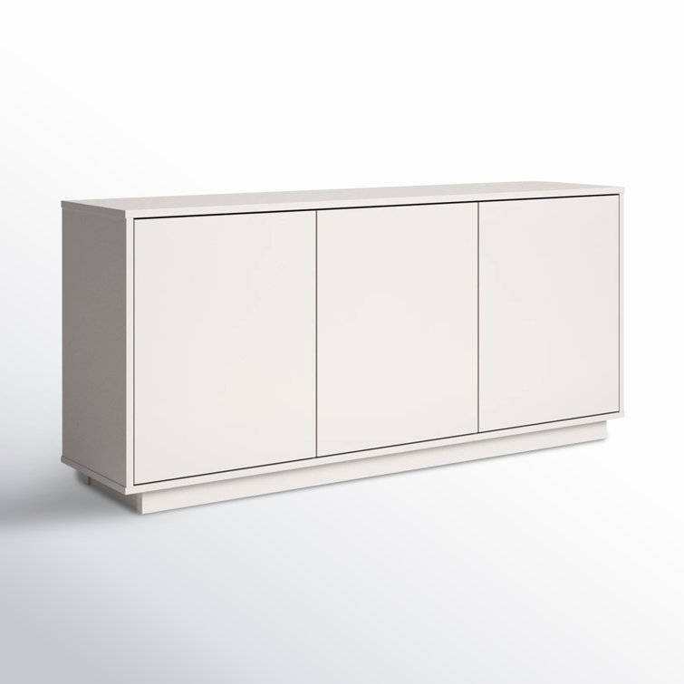 Gray High-Gloss Modern Sideboard with Chrome Hardware